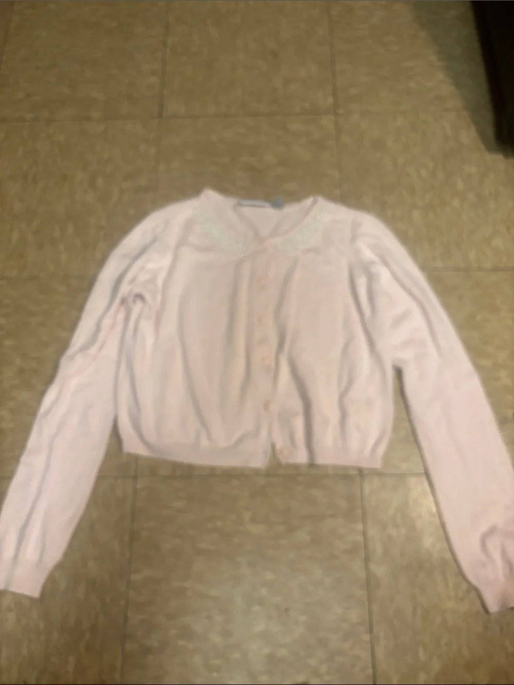The Children's Place Light Pink Cardigan with Beaded Collar